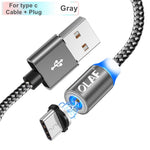 Magnetic Cable Braided LED Type C Micro USB