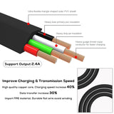 Micro USB Cable 2.4A Fast Charging Data Charger Flat Cable